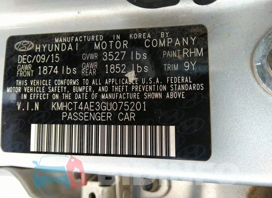 KMHCT4AE3GU075201 Photo# 9