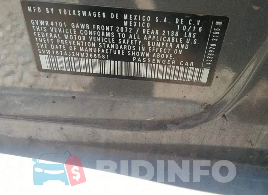 3VW167AJ2HM266581 Photo# 9