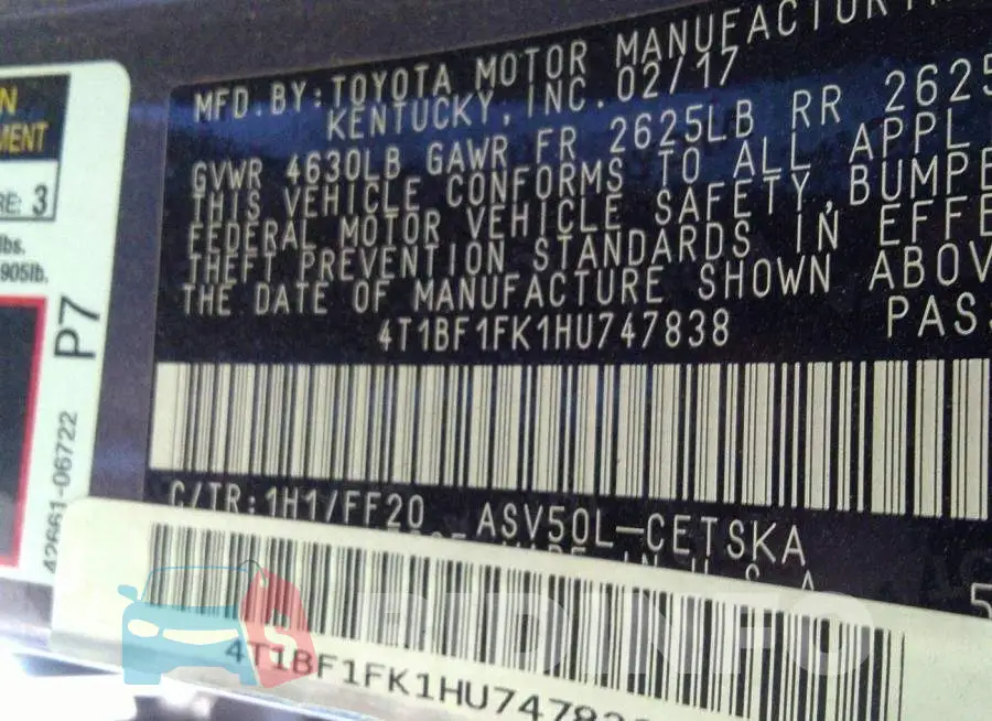 4T1BF1FK1HU747838 Photo# 9