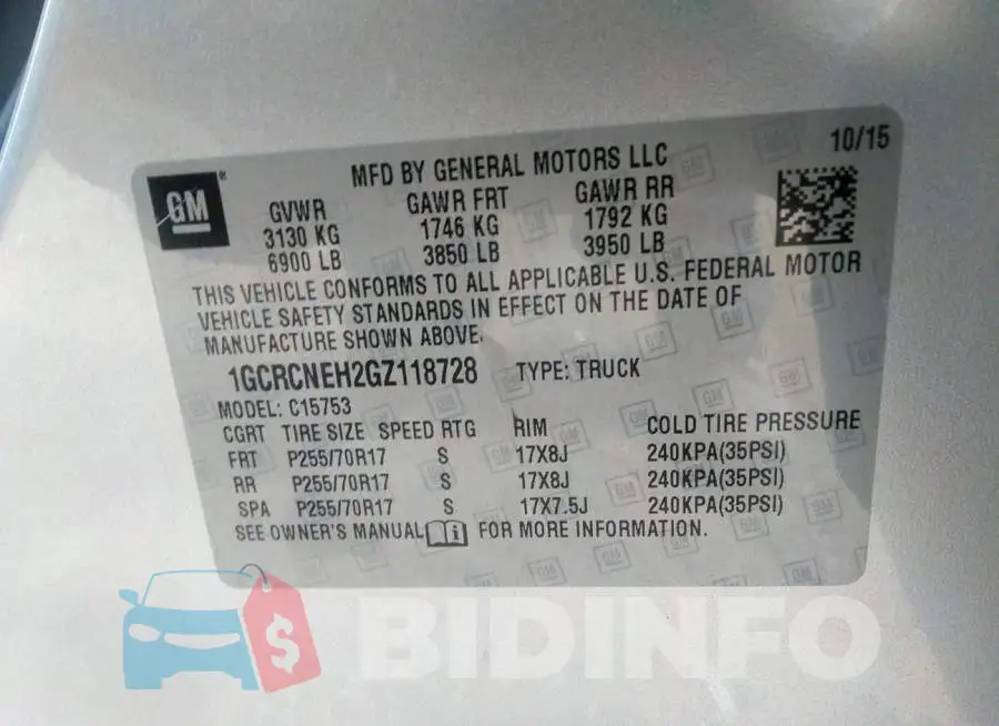 1GCRCNEH2GZ118728 Photo# 9