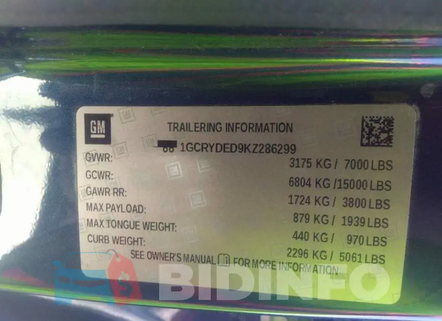 1GCRYDED9KZ286299 Photo# 9