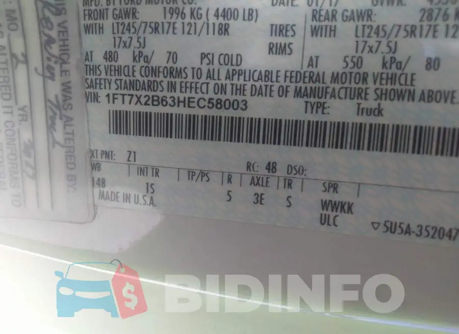 1FT7X2B63HEC58003 Photo# 9