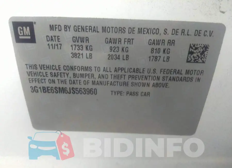3G1BE6SM6JS563960 Photo# 9