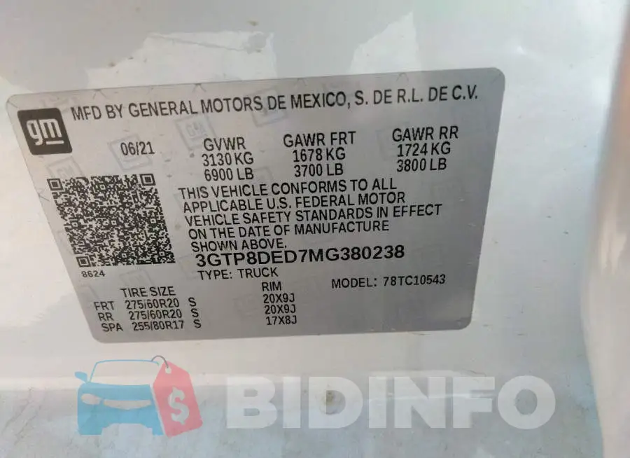 3GTP8DED7MG380238 Photo# 9