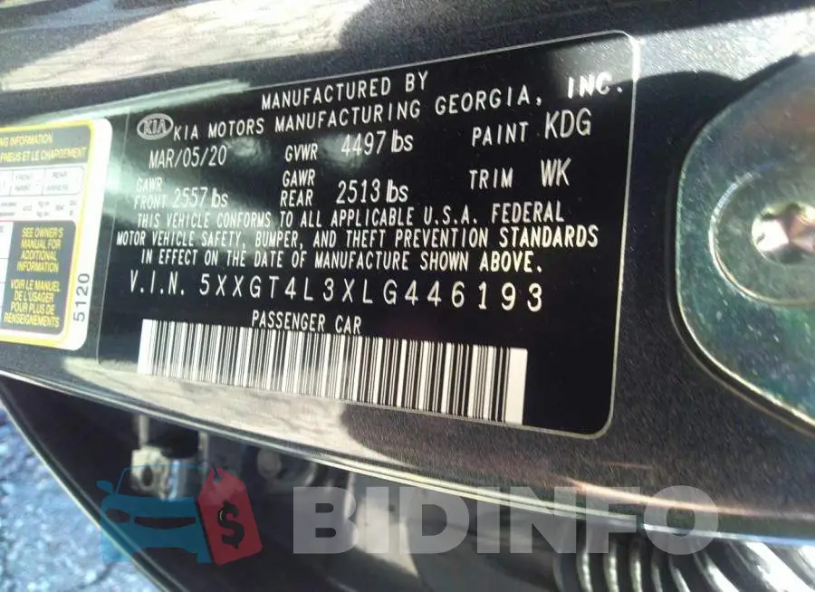 5XXGT4L3XLG446193 Photo# 9