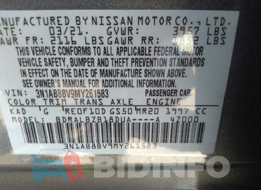 3N1AB8BV9MY261583 Photo# 9