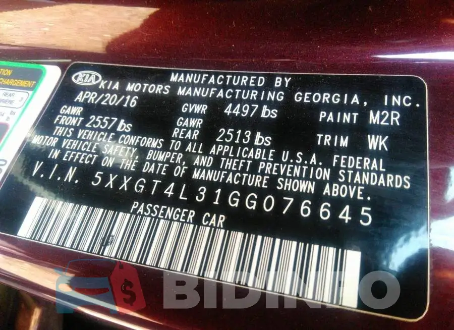 5XXGT4L31GG076645 Photo# 9