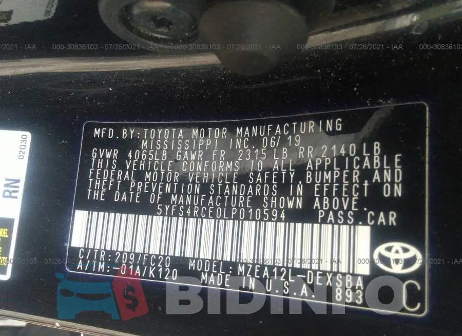 5YFS4RCE0LP010594 Photo# 9