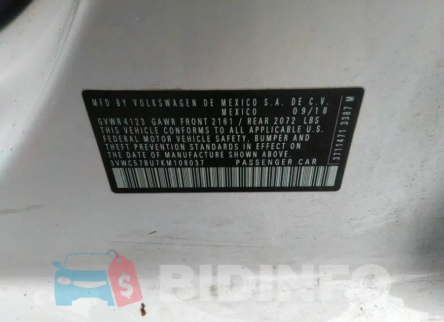 3VWC57BU7KM108037 Photo# 9
