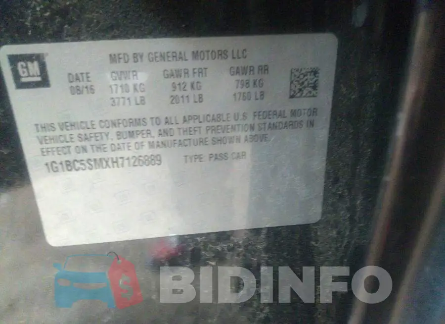 1G1BC5SMXH7126889 Photo# 9
