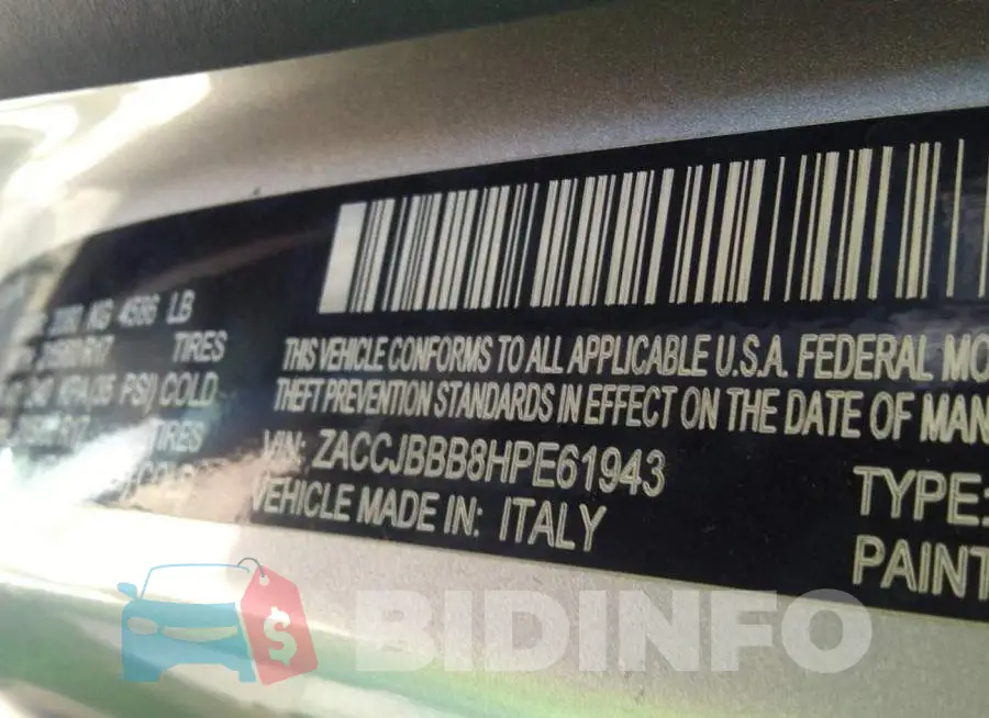 ZACCJBBB8HPE61943 Photo# 9