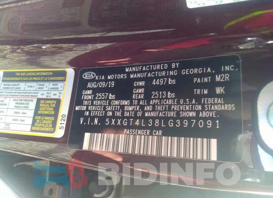 5XXGT4L38LG397091 Photo# 9