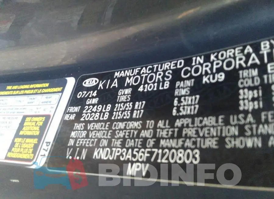 KNDJP3A56F7120803 Photo# 9