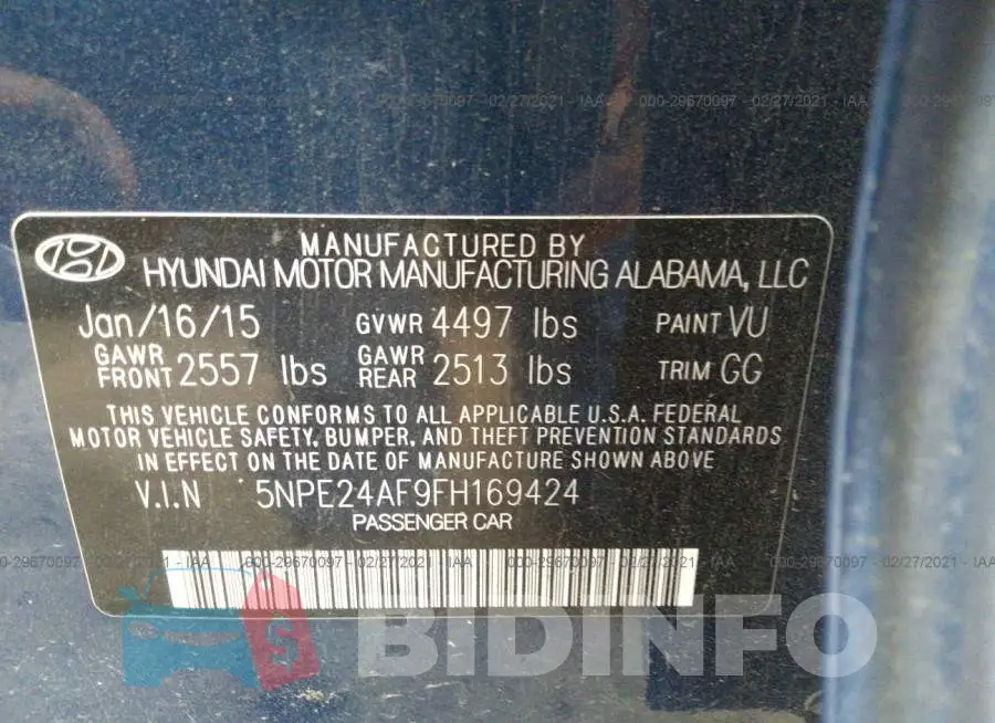 5NPE24AF9FH169424 Photo# 9