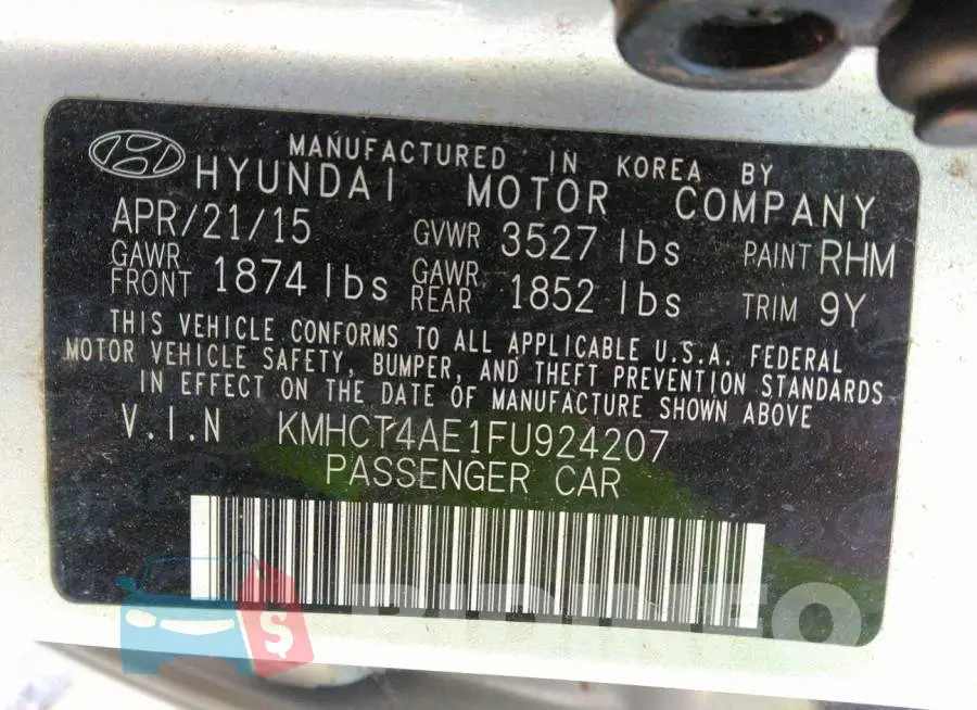 KMHCT4AE1FU924207 Photo# 9