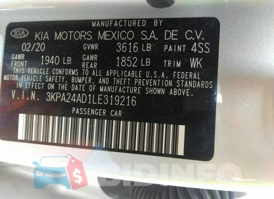 3KPA24AD1LE319216 Photo# 9
