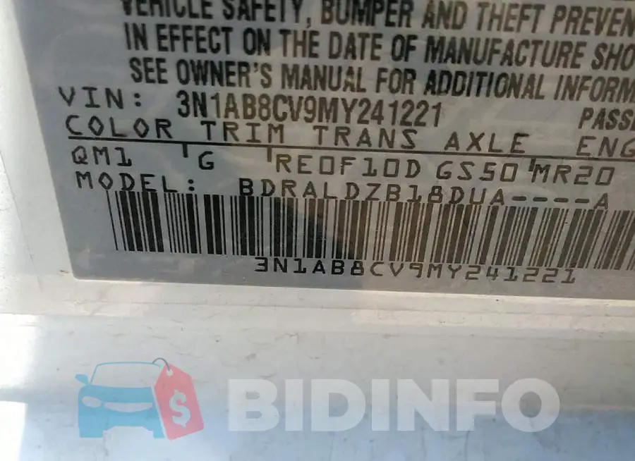 3N1AB8CV9MY241221 Photo# 9