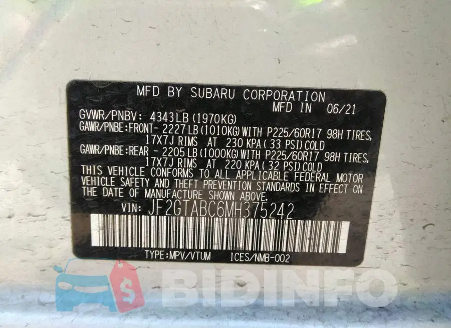 JF2GTABC6MH375242 Photo# 9