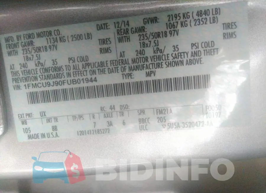 1FMCU9J90FUB01944 Photo# 9