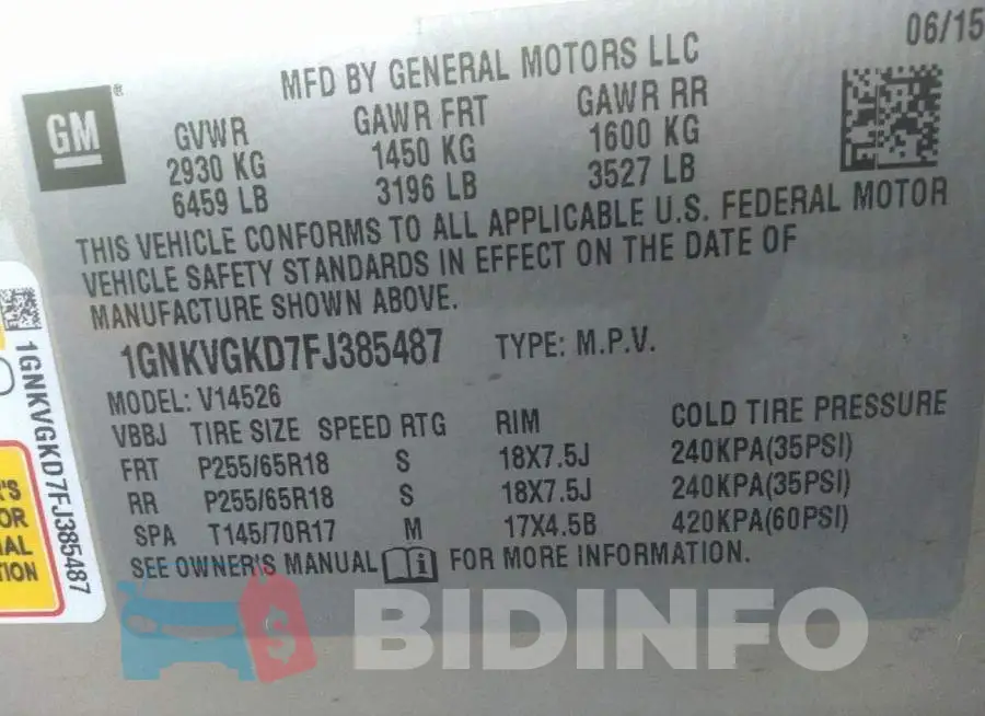 1GNKVGKD7FJ385487 Photo# 9