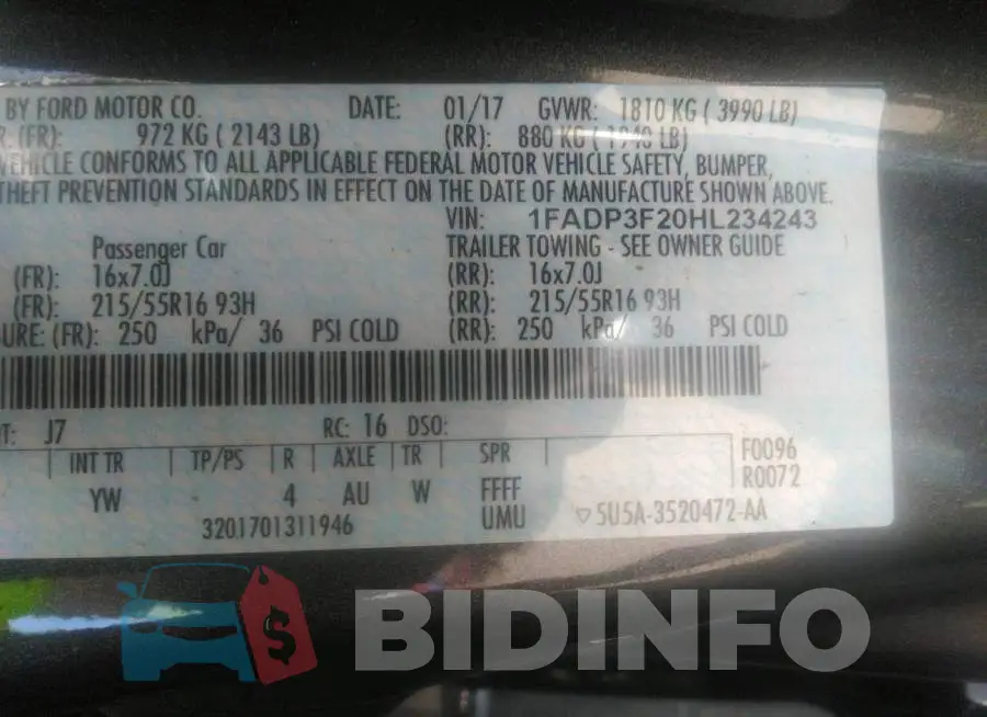 1FADP3F20HL234243 Photo# 9