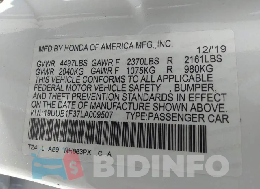 19UUB1F37LA009507 Photo# 9