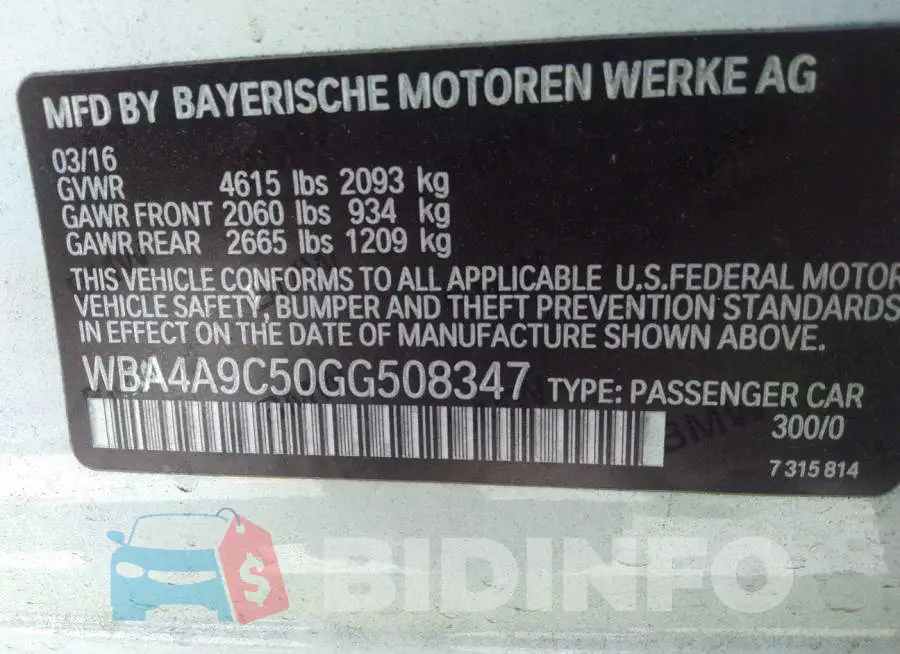 WBA4A9C50GG508347 Photo# 9