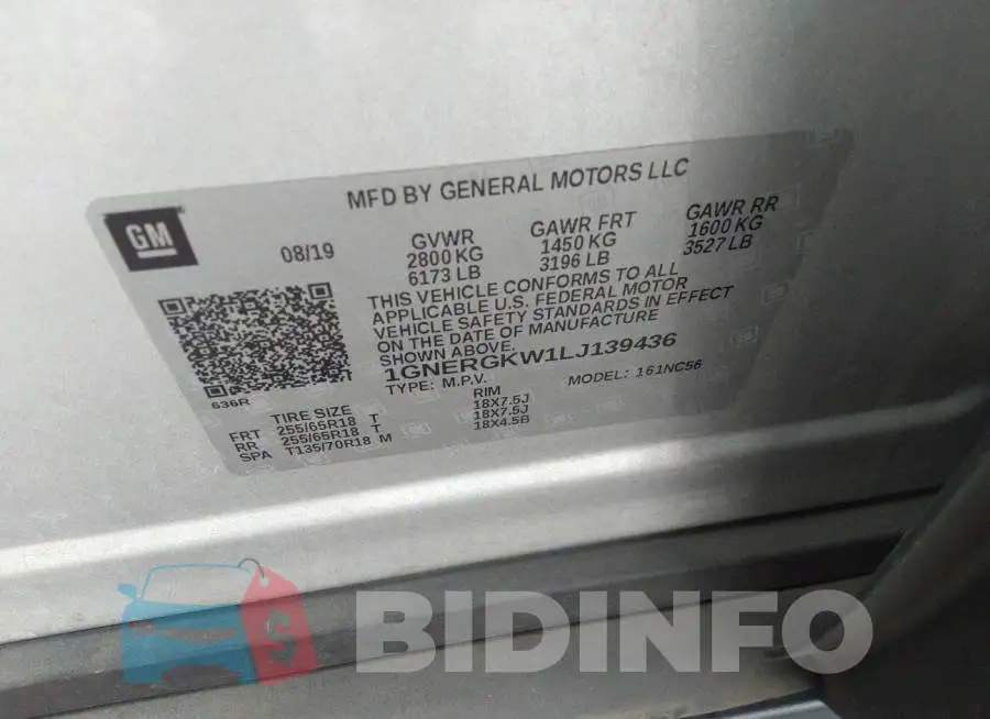 1GNERGKW1LJ139436 Photo# 9