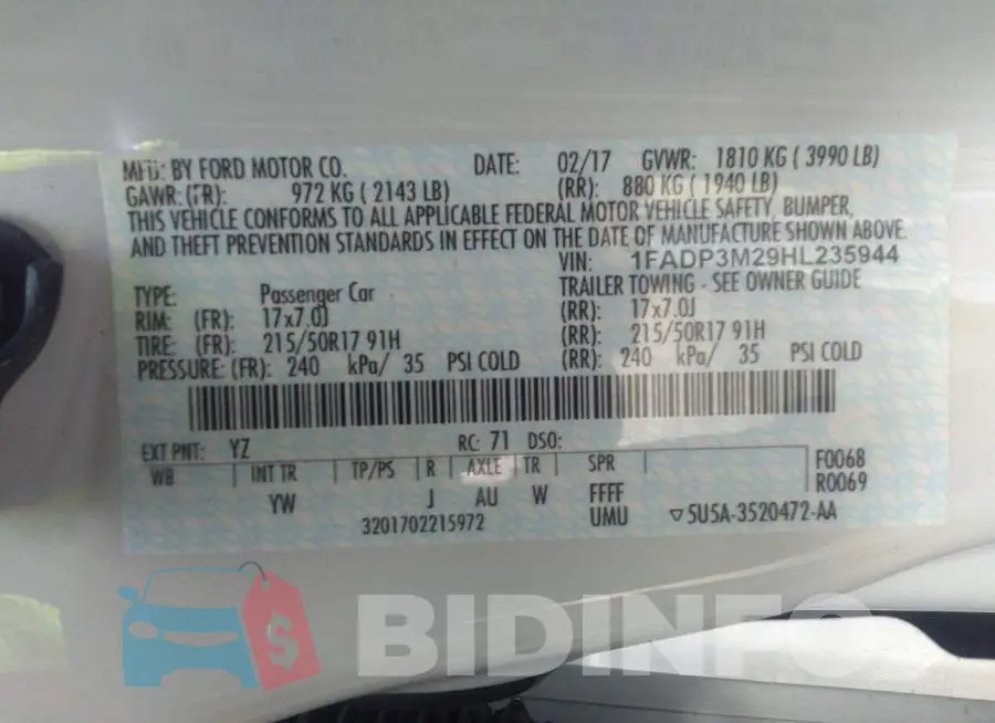 1FADP3M29HL235944 Photo# 9