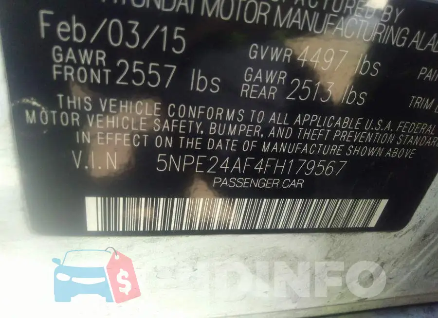 5NPE24AF4FH179567 Photo# 9
