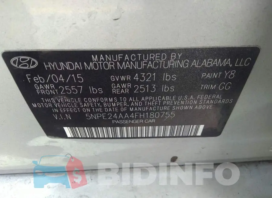 5NPE24AA4FH180755 Photo# 9