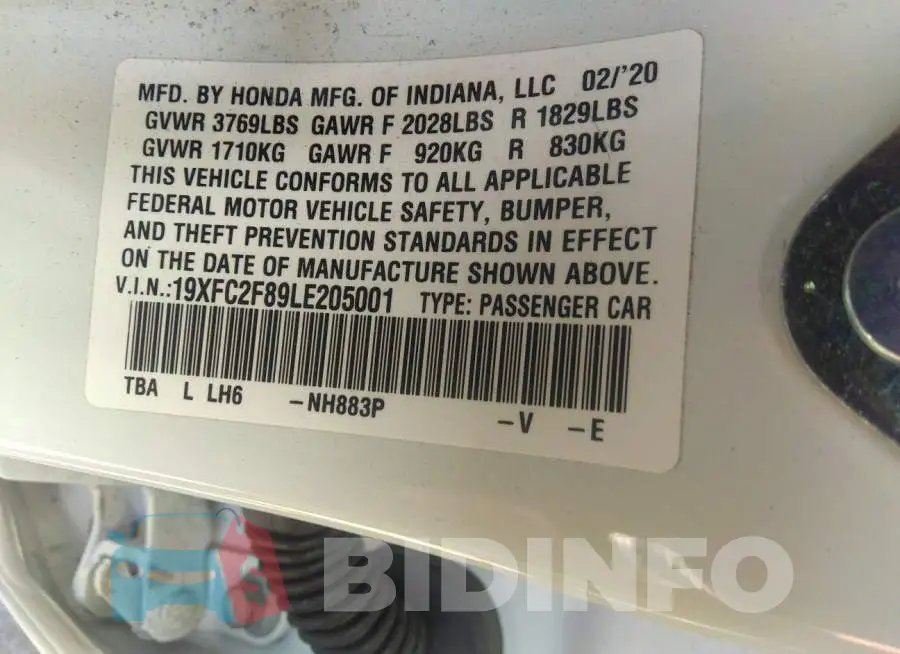 19XFC2F89LE205001 Photo# 9