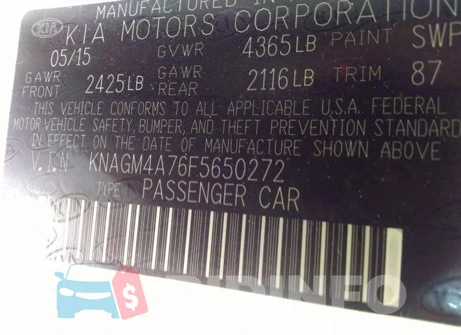 KNAGM4A76F5650272 Photo# 9