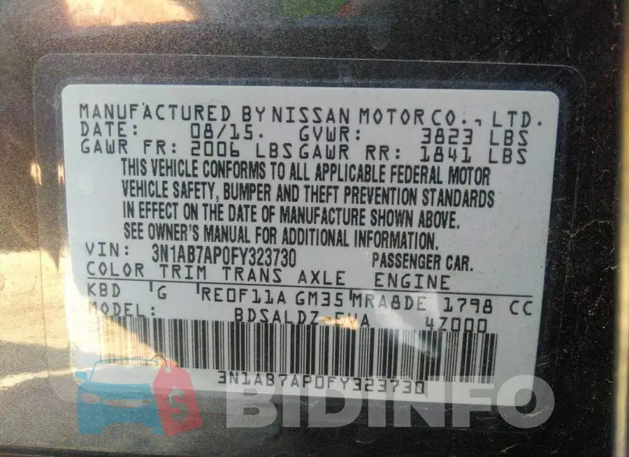 3N1AB7AP0FY323730 Photo# 9
