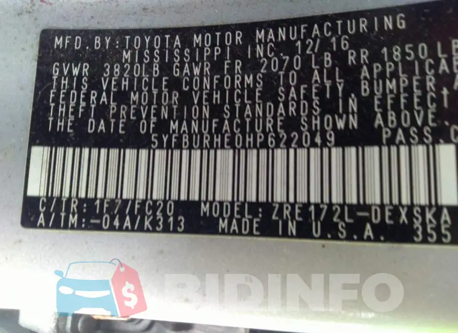 5YFBURHE0HP622049 Photo# 9