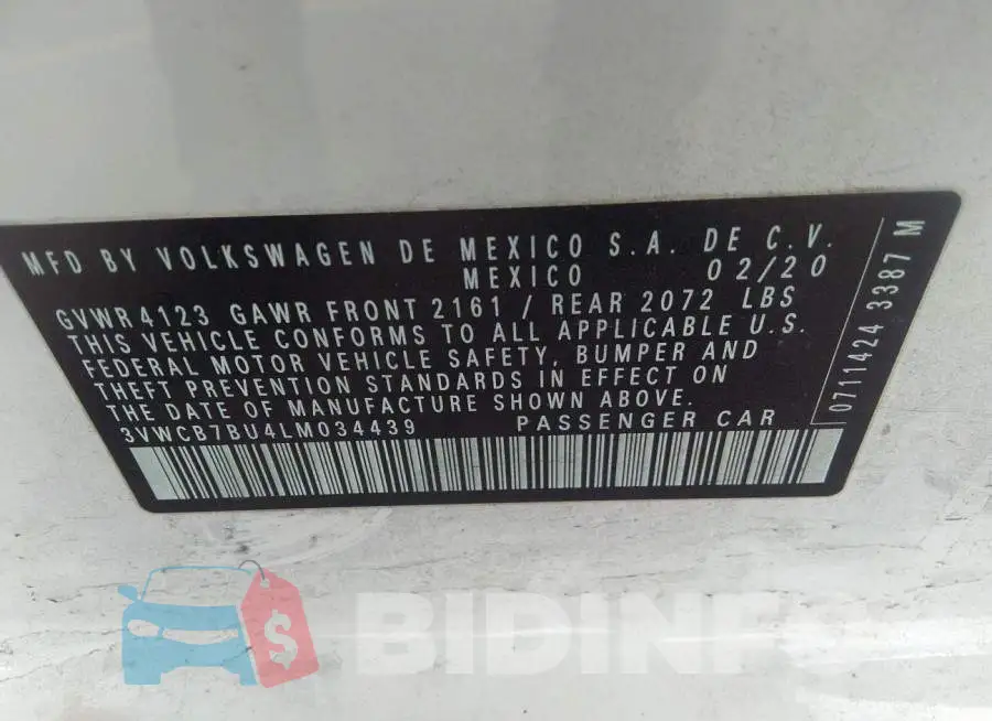 3VWCB7BU4LM034439 Photo# 9
