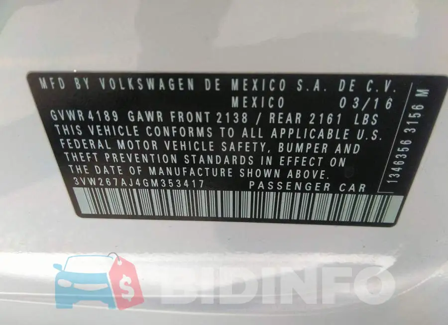 3VW267AJ4GM353417 Photo# 9