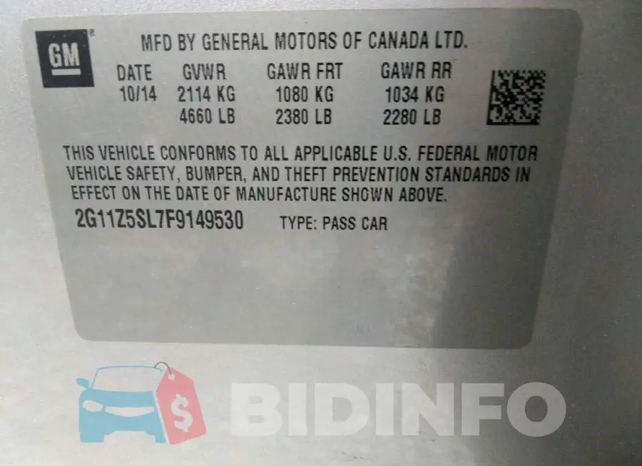 2G11Z5SL7F9149530 Photo# 9