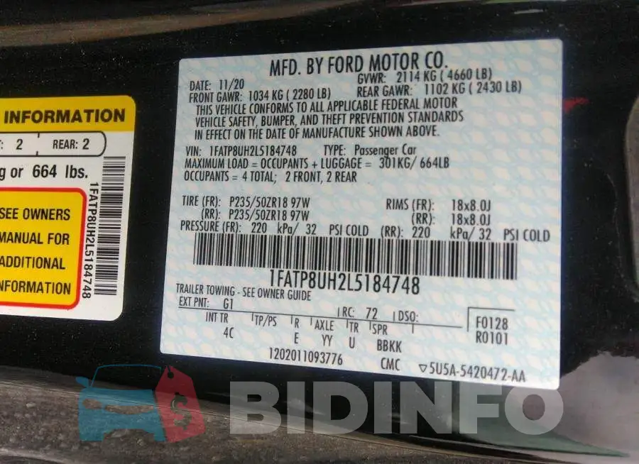1FATP8UH2L5184748 Photo# 9