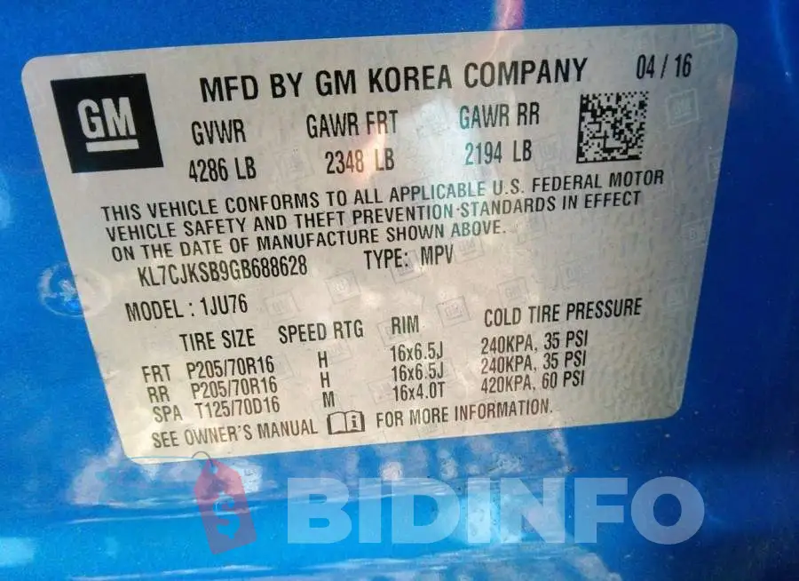 KL7CJKSB9GB688628 Photo# 9