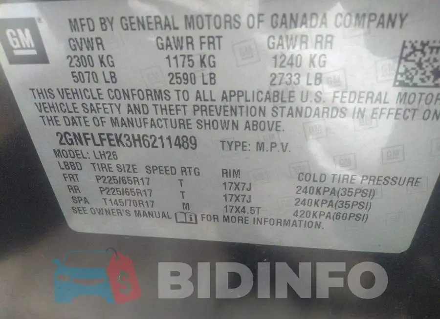 2GNFLFEK3H6211489 Photo# 9