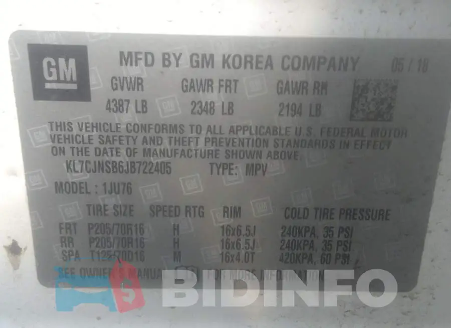 KL7CJNSB6JB722405 Photo# 9