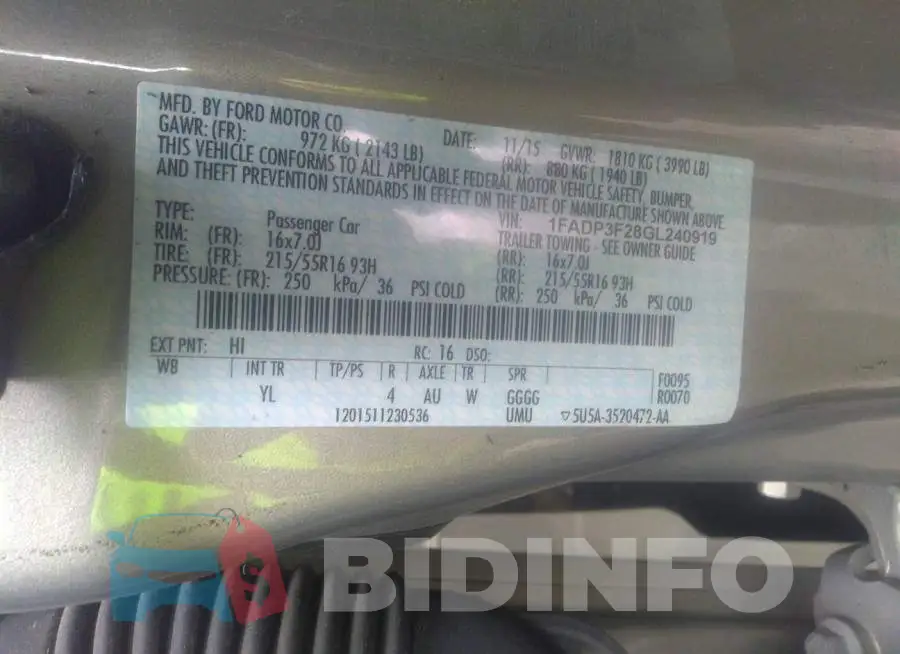 1FADP3F28GL240919 Photo# 9