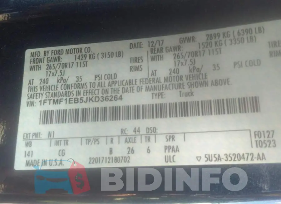 1FTMF1EB5JKD36264 Photo# 9