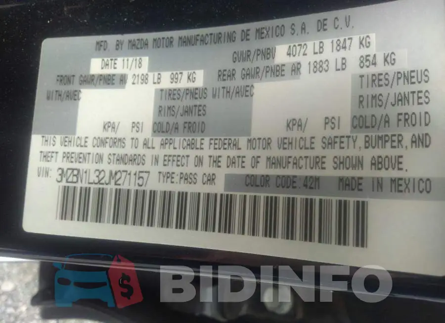 3MZBN1L32JM271157 Photo# 9