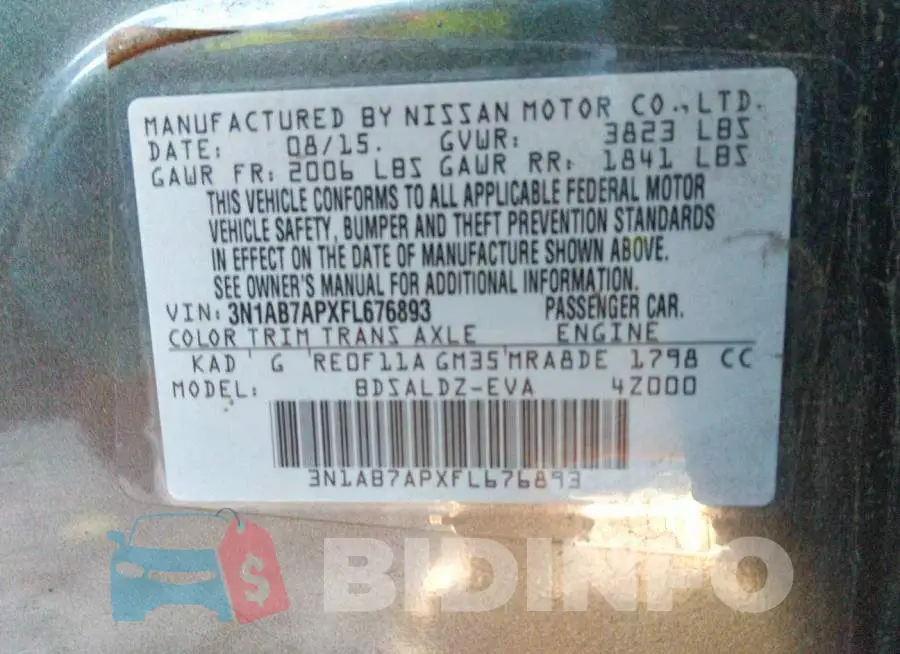 3N1AB7APXFL676893 Photo# 9