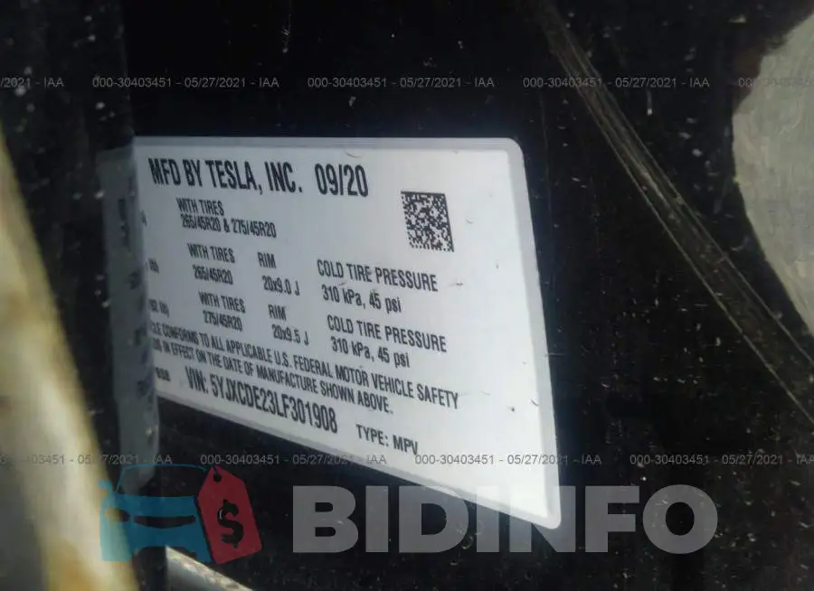 5YJXCDE23LF301908 Photo# 9