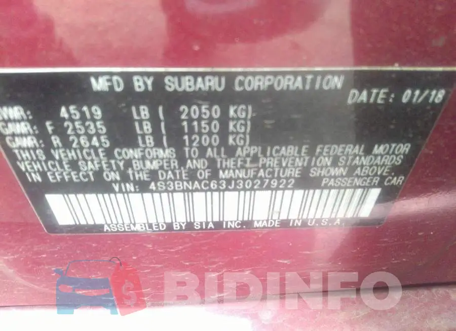 4S3BNAC63J3027922 Photo# 9