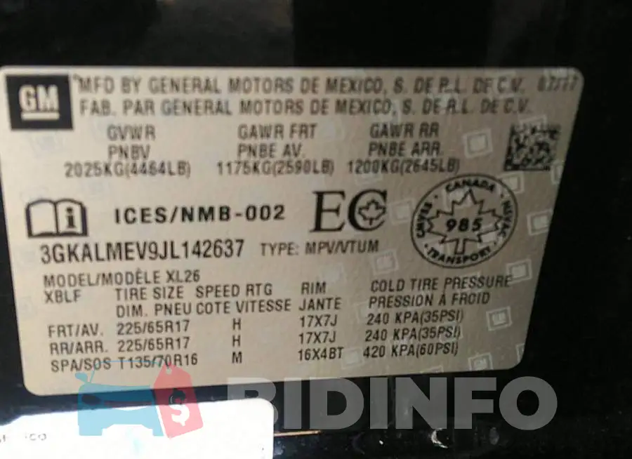 3GKALMEV9JL142637 Photo# 9