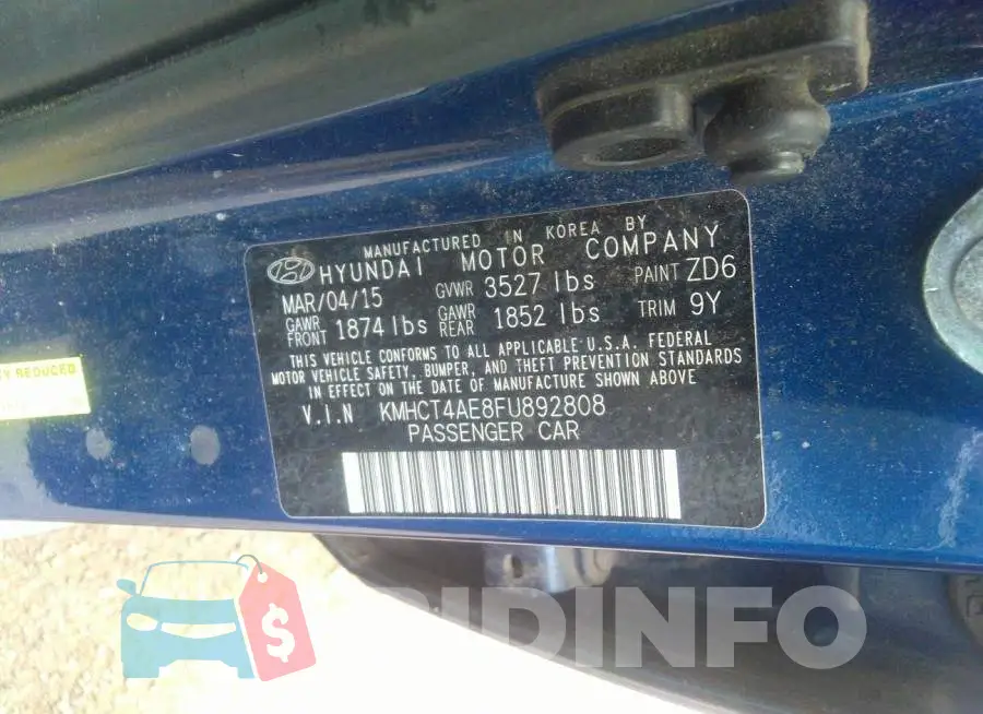 KMHCT4AE8FU892808 Photo# 9